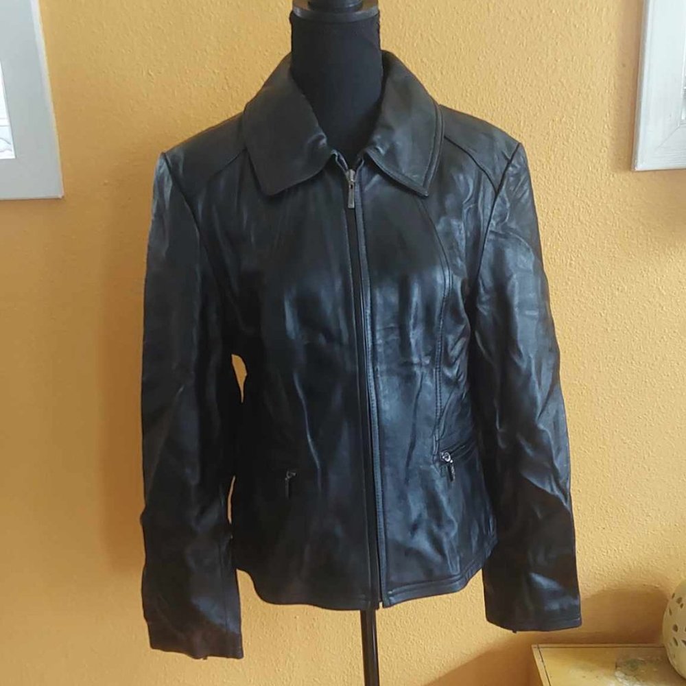 Black Kenneth Cole Reaction faux leather jacket